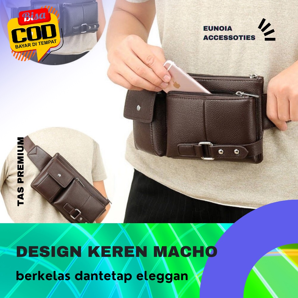Tas Waistbag Shoulderbag Selempang Slempang Bahu Import Pria Wanita Cowok  Cowo Remaja Gojek Ojol Se