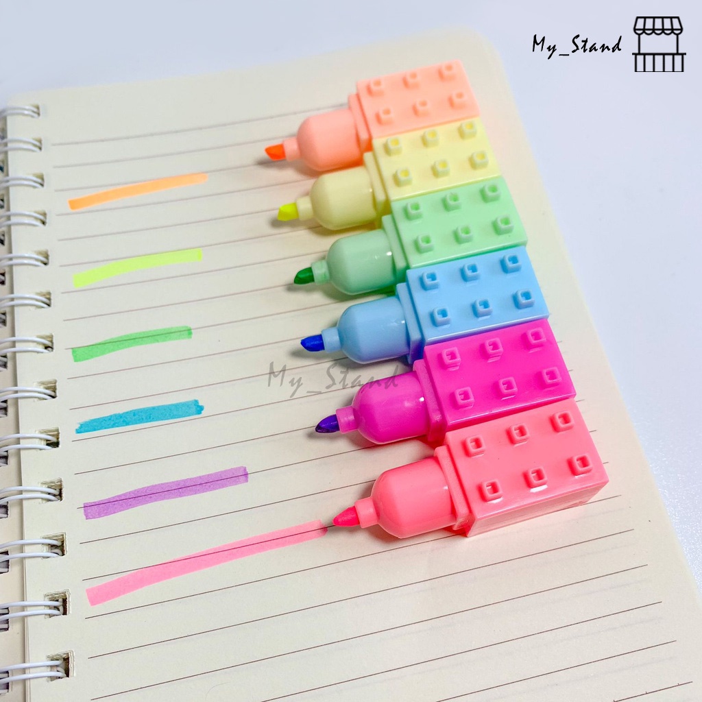 

Highlighter Susun Bentuk LEGO Lucu Cute Stabilo Marker 1 Set 6 Warna Murah Textlighter Unik Textliner Pastel Warna Warni ATK Bisa COD