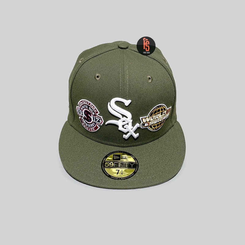 TOPI NEW ERA ORIGINAL 5950 MULTI PATCH CHICAGO WHITE SOX OLIVE