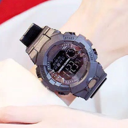 ☀ INDOLAND ☀ JT035 Jam Tangan Sport Digital Dial Bulat Rubber Untuk Wanita Dan Pria Fashion Gaya Korea Import