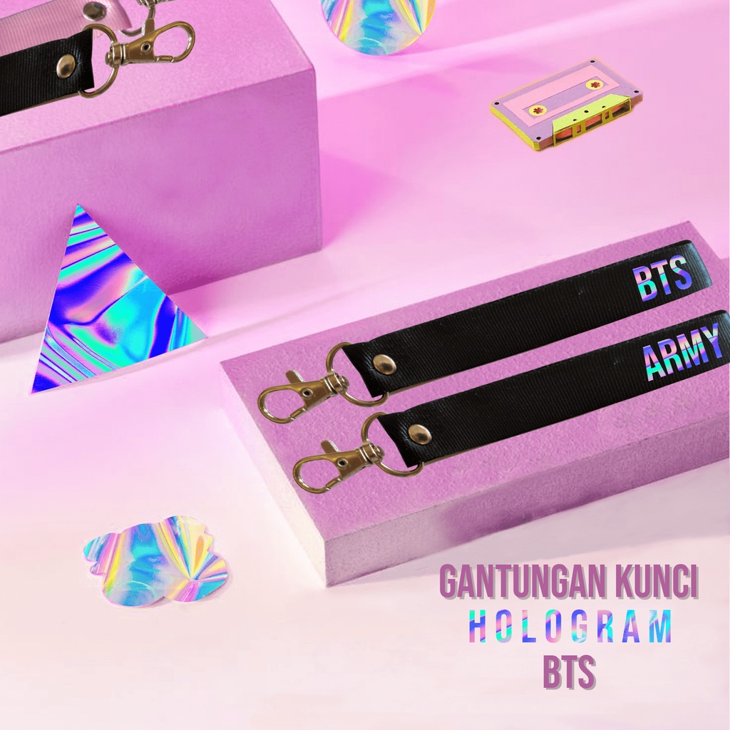 GANTUNGAN KUNCI BTS LANYARD FANMADE STRAP GANTUNGAN KUNCI HOLOGRAM, GANTUNGAN KUNCI BTS EDITION