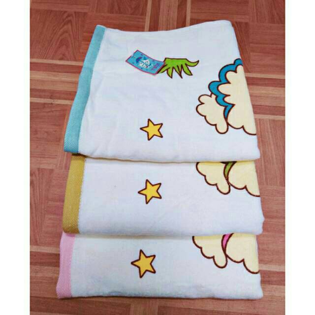 Handuk Mandi Bayi Twin Putih List 50x100cm