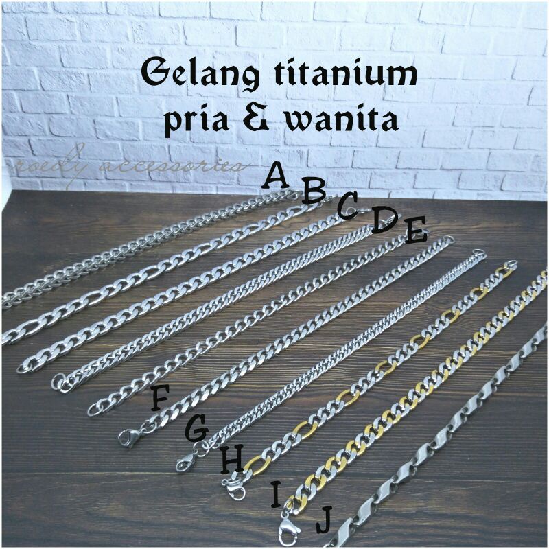 Gelang rantai pria & wanita titanium (stainless steel) 316L