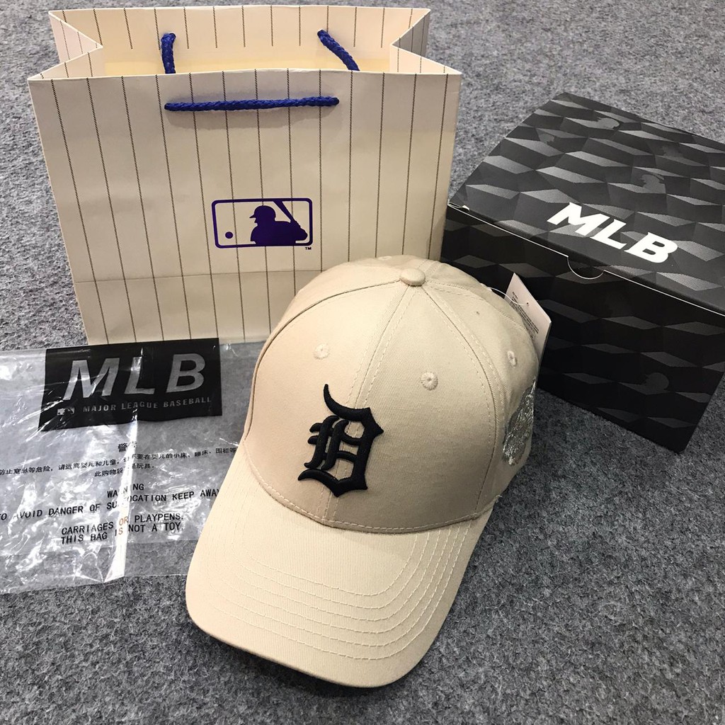 Topi MLB Original Import - Detroit Side Tiger Cream Logo Black