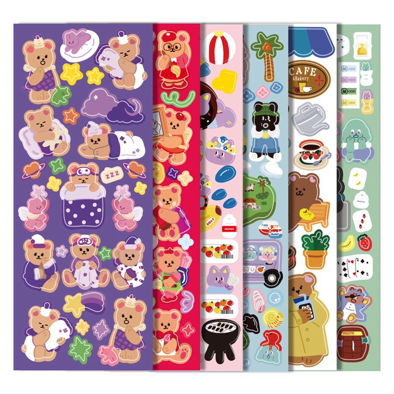 Gaya Korea bear Tangan Buku stiker kecil yang lucu kartun cangkir kopi phone case Jurnal bahan Korea