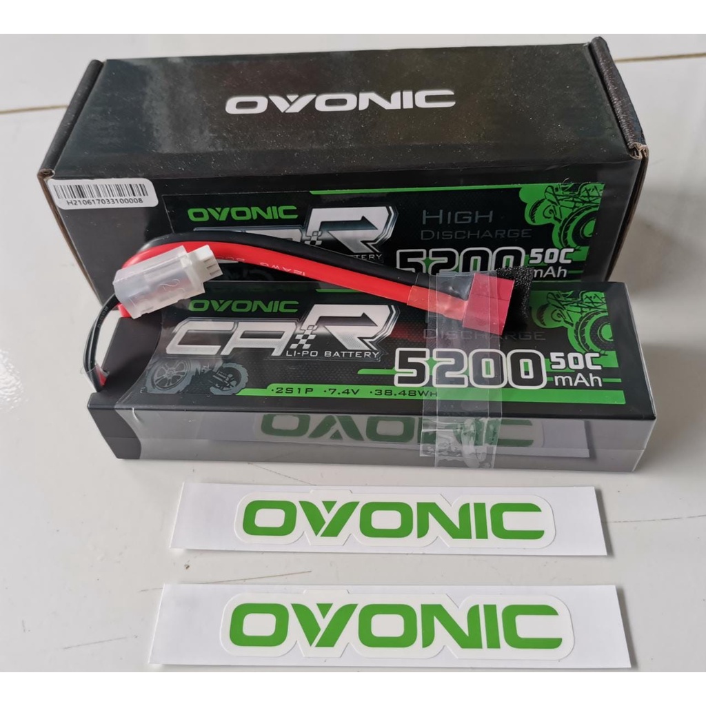 Baterai Batre Ovonic High Discharge Lipo Battery 5200mah 2S 7.4V 50C Hardcase T Plug Hard Case RC ca