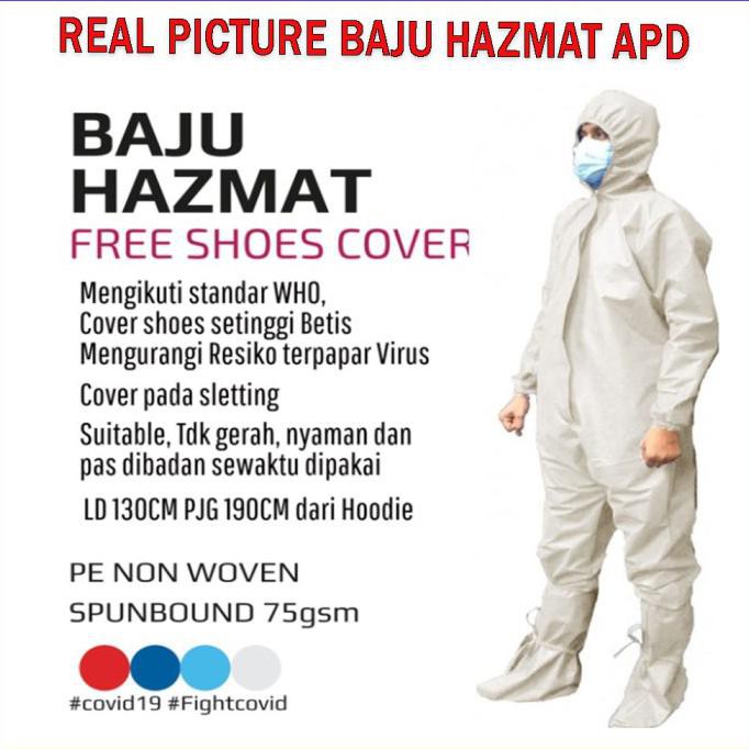 Baju Hazmat APD 1 Set APD lengkap sesuai standar Menkes - Putih, XL