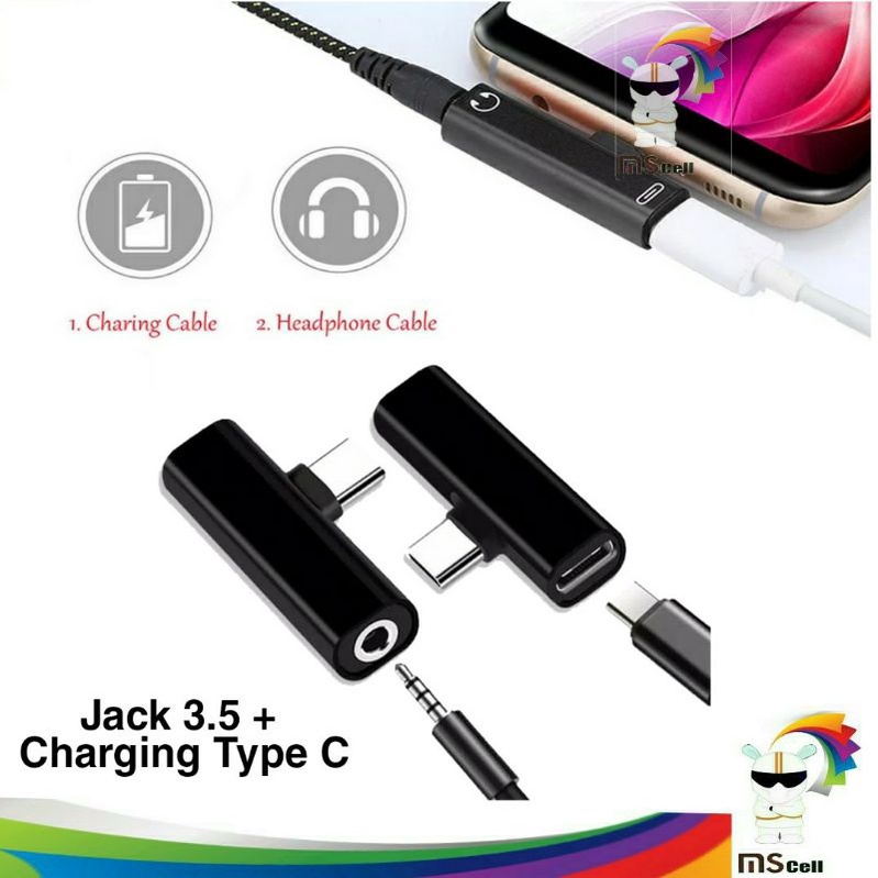 Adaptor USB Type C Jack Audio - Converter 2in1 Tipe C And 3.5mm Charging Penghubung Headset Mix Mi11