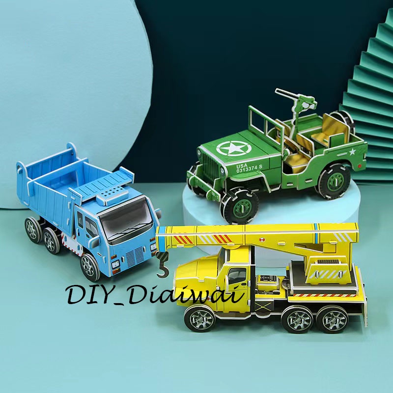 Puzzle 3D DIY bahan foam &amp; paper JEEP mobil mainan puzzle edukasi anak (kado,pajangan,dekorasi)