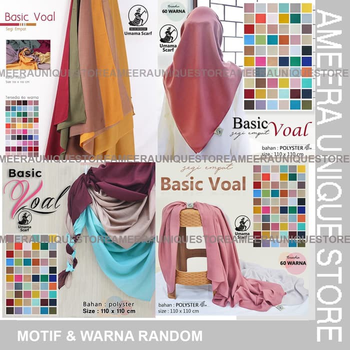 BASIC VOAL POLOS Umama Jilbab Hijab Keudung Scarf Segi Empat SegiEmpat
