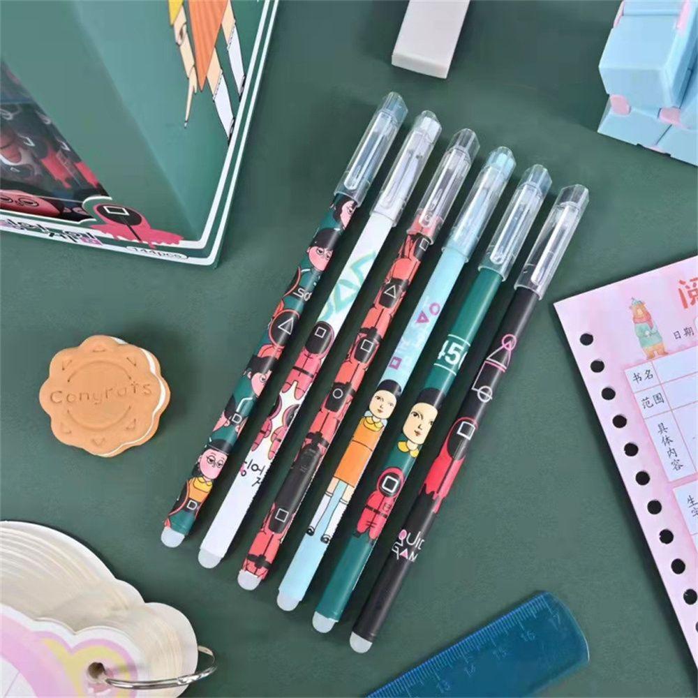 Agustina Squid Game Gel Pen 12 Pcs/Set Perlengkapan Diary Sekolah Ulang Tahun Siswa Hadiah Alat Tulis Pena Keren