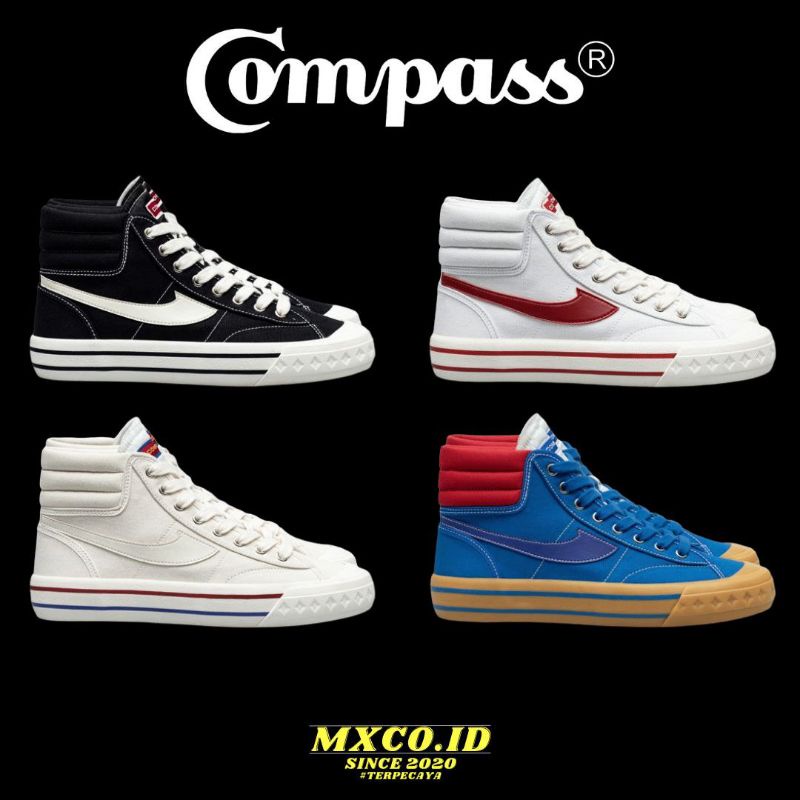 [ORIGINAL] COMPASS RETROGRADE HIGH BLACK / CREAM / WHITE RED / BLUE GUM