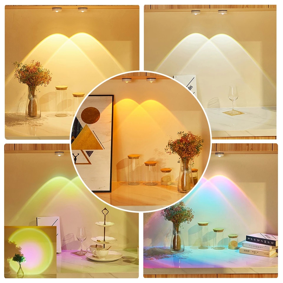 Set Lampu Proyektor 2 Mode Warna Pelangi Dengan Perekat Untuk Lemari Pakaian