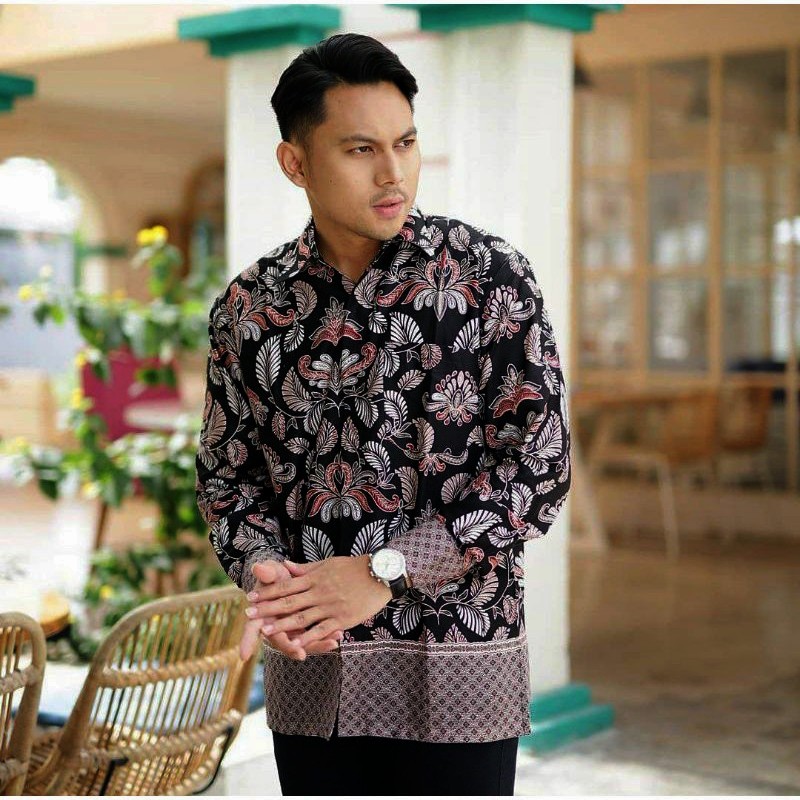 READY JUMBO - BAJU COUPLE BATIK KEBAYA BROKAT KELUARGA | Set pakaian keluarga | BAJU BATIK SARIMBIT KEBAYA | Ndoro jawi Maura Couple - Sania Ruffle Batik Couple ori Ndoro jowi DNT Garansi Termurah Shopee - seragam batik keluarga batik keluarga batik set b-KEMEJA BAPAK