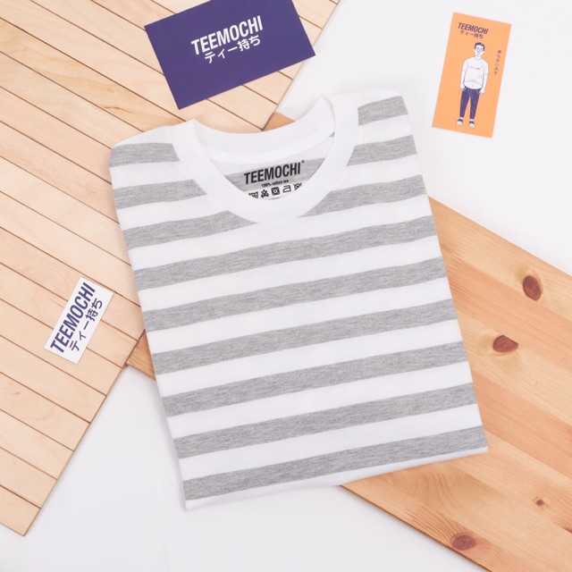 Baju Garis Kaos Stripe Teemochi Basic Sutoraipu Grey Shopee Indonesia