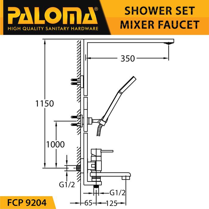 PALOMA FCP 9204 KERAN KRAN AIR PANAS DINGIN SHOWER MANDI TIANG BLACK