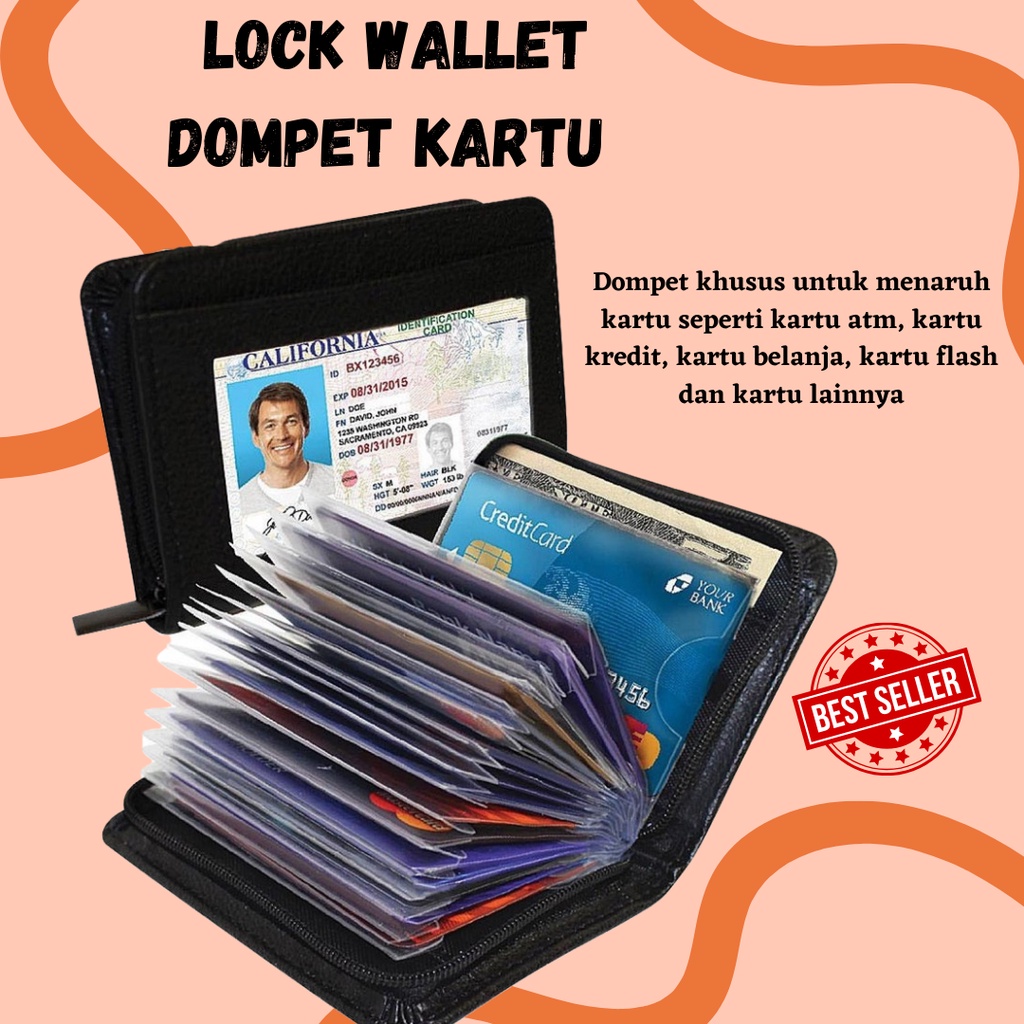 Lock Wallet Dompet Kartu Kredit Secure RFID Blocking - 789522-Hitam