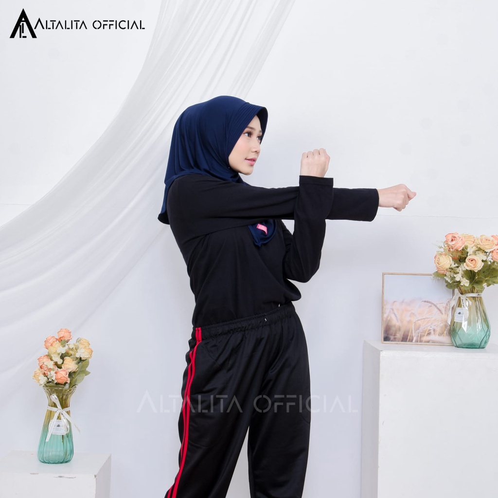 Altalita - Jilbab Bergo Sporty Instan pet Bahan Jersey Spandek Premium Polos Cocok Untuk Sekolah Olahraga dan Sehari-Hari