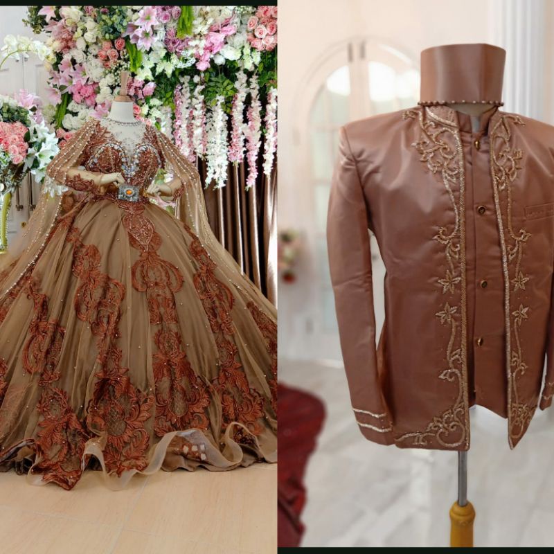 GAUN PENGANTIN COUPLE MEWAH BEREKOR//GAUN WEDDING MUSLIM COUPLE//BESKAP