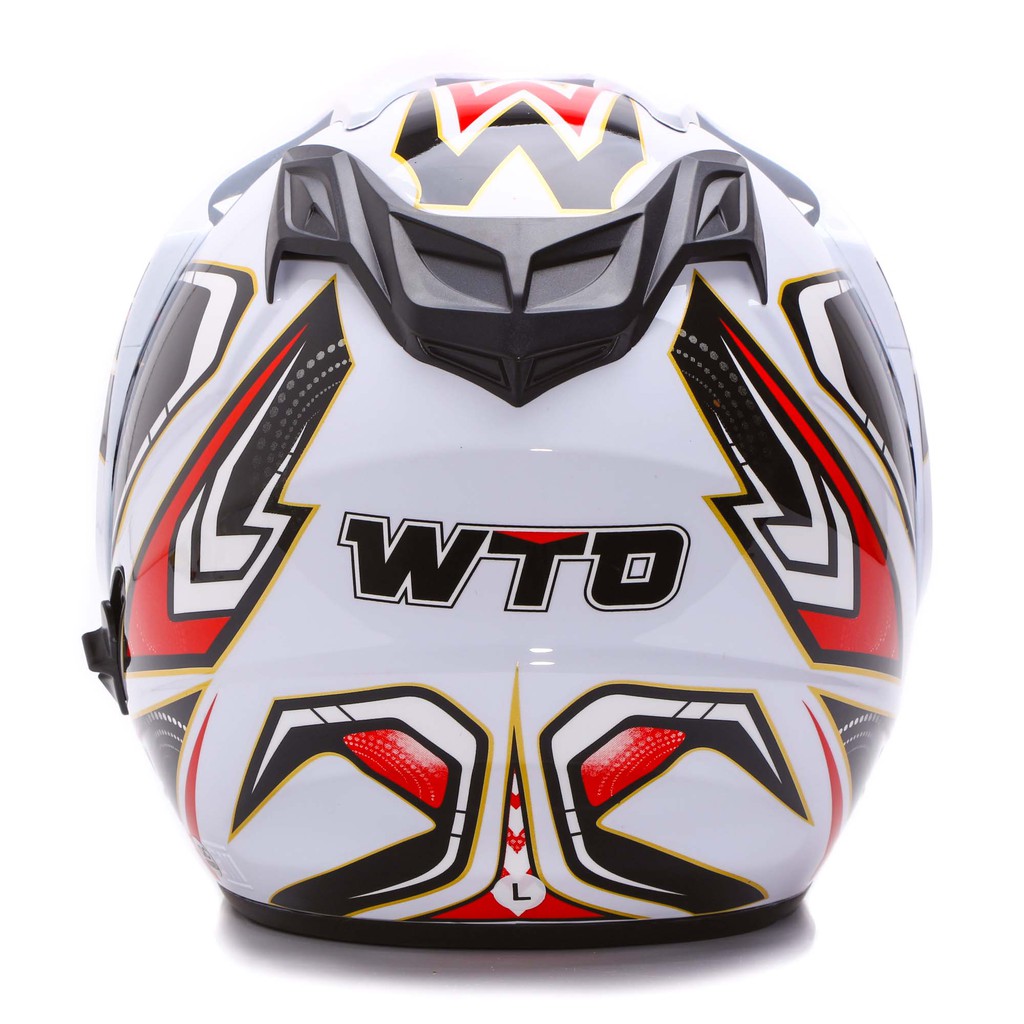 [Helm Dewasa] WTO Helmet Impressive - Spectra - Putih Merah + Promo Gratis Jaring Helm