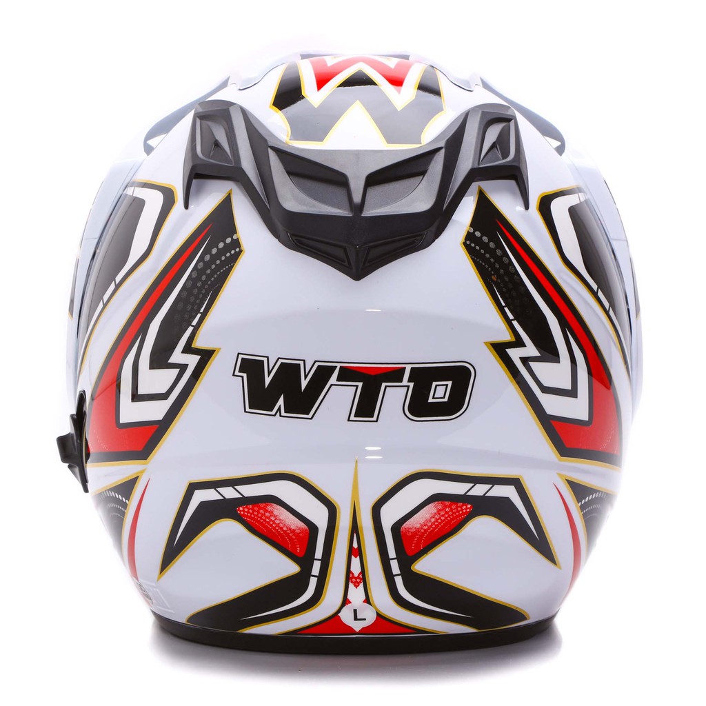 [Helm Dewasa] WTO Helmet Impressive - Spectra - Putih Merah + Promo Gratis Sarung Tangan