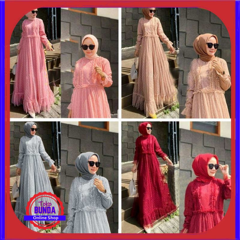 gamis organza dot