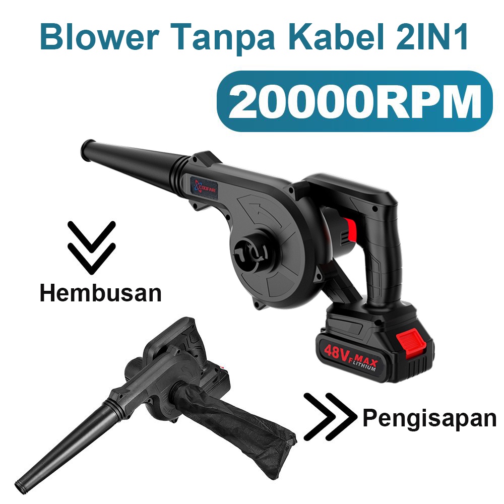 COOFARI Blower Tangan Cordless Blower Tangan Baterai 48VF Tiup debu Grooming Pengering