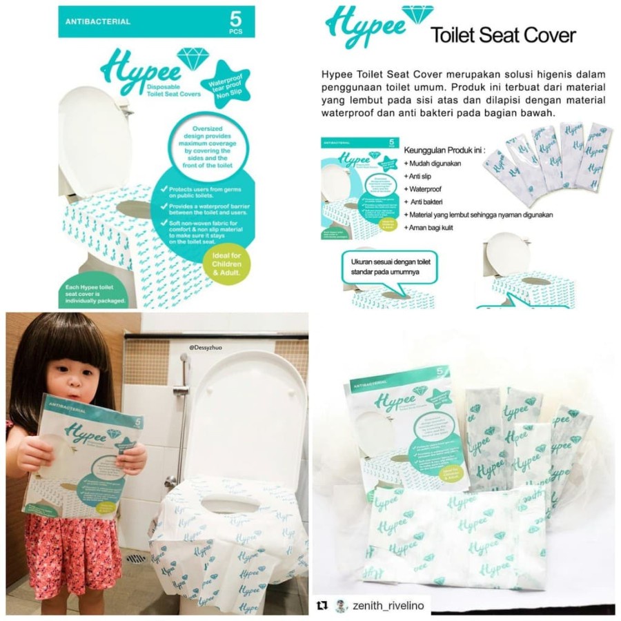 HYPEE Cover Hypee Disposable Toilet Seat Waterproof Premium 5 pcs