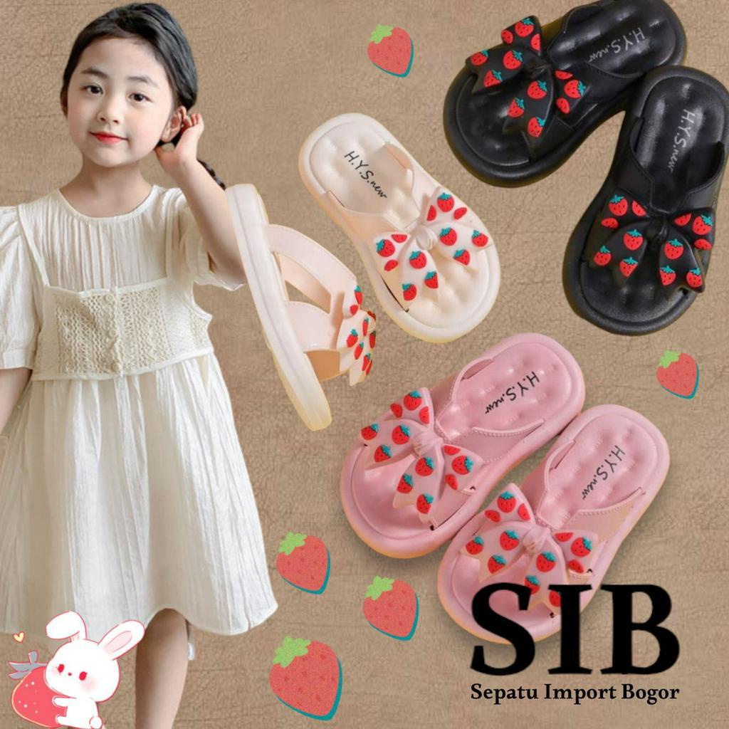 Sandal Anak perempuan baby girls PITA POLKADOT STRAWBERRY selop tali belakang model korean style lucu 1 Tahun - 9 tahun