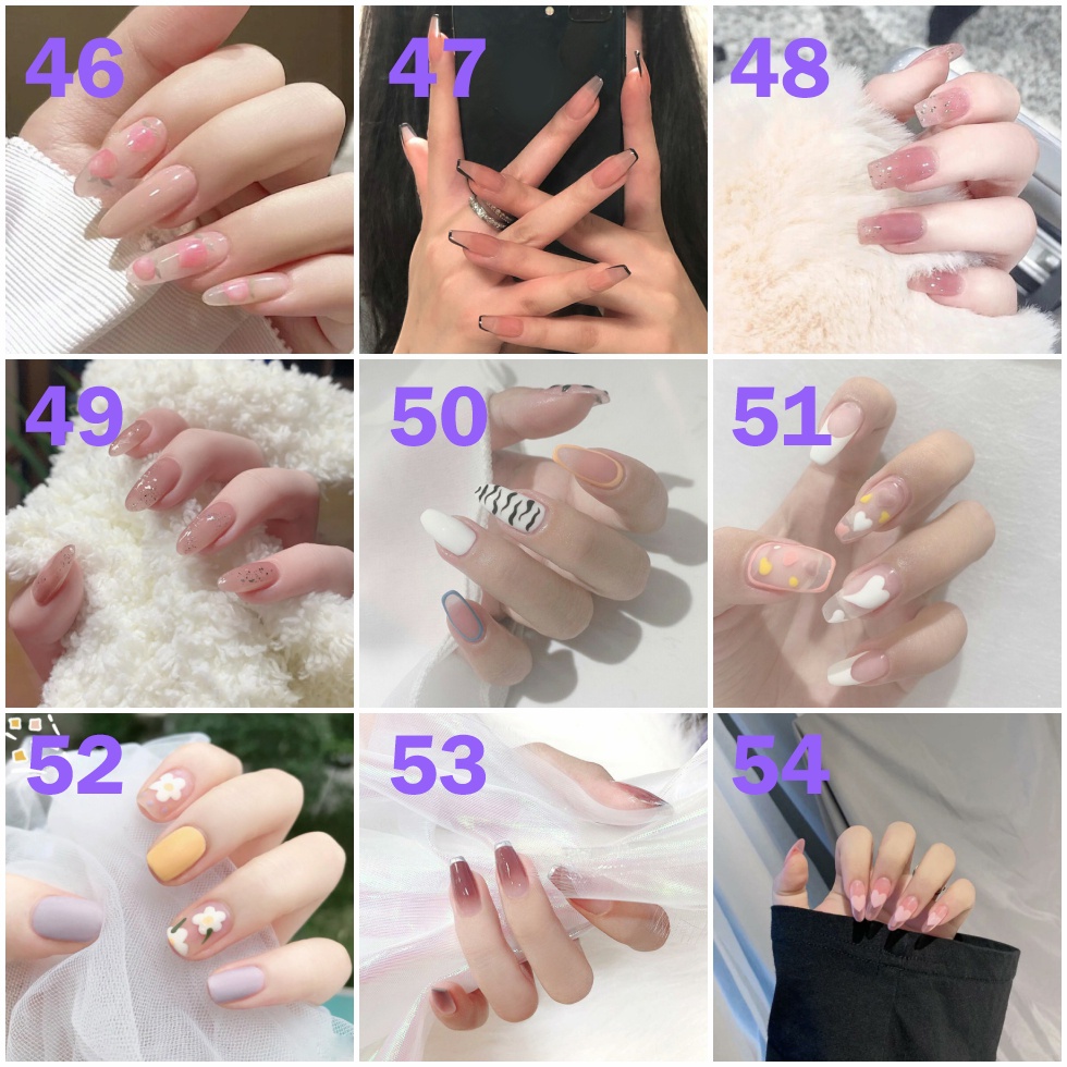 24pcs / Set stiker kuku palsu anti nail air 3d imlek kuku palsu murah pengantin panjang pendek anak bening polos wedding kaki manikur set nail sticker art