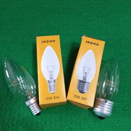 BOLA LAMPU HIAS FITTING E14 / E27 IKEHO (KUNING / WARM WHITE) / Bohlam PITING BESAR KECIL 25Watt