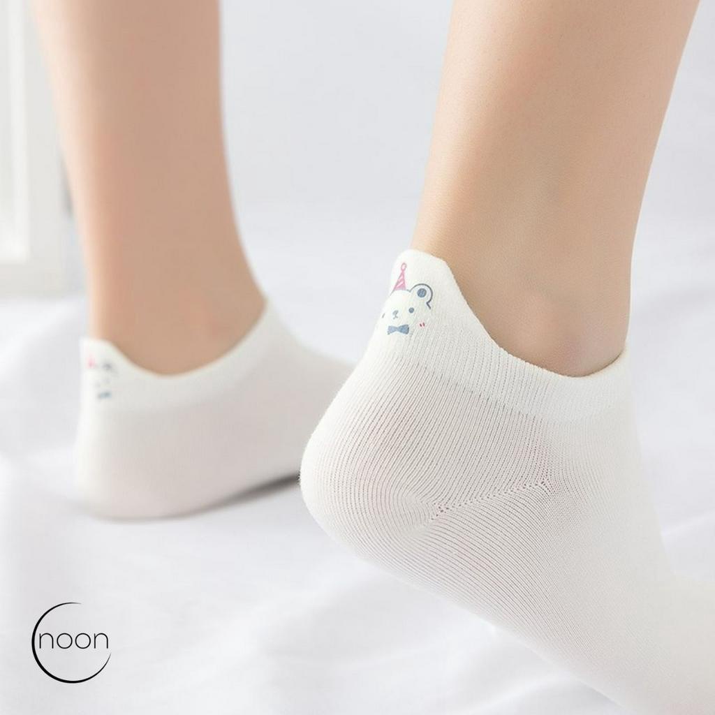 NOON (Snuggles) Kaos Kaki Wanita Dewasa Korea Import Sekolah Kerja Kantor Pendek Semata Kaki Wanita Motif Lucu Imut Impor