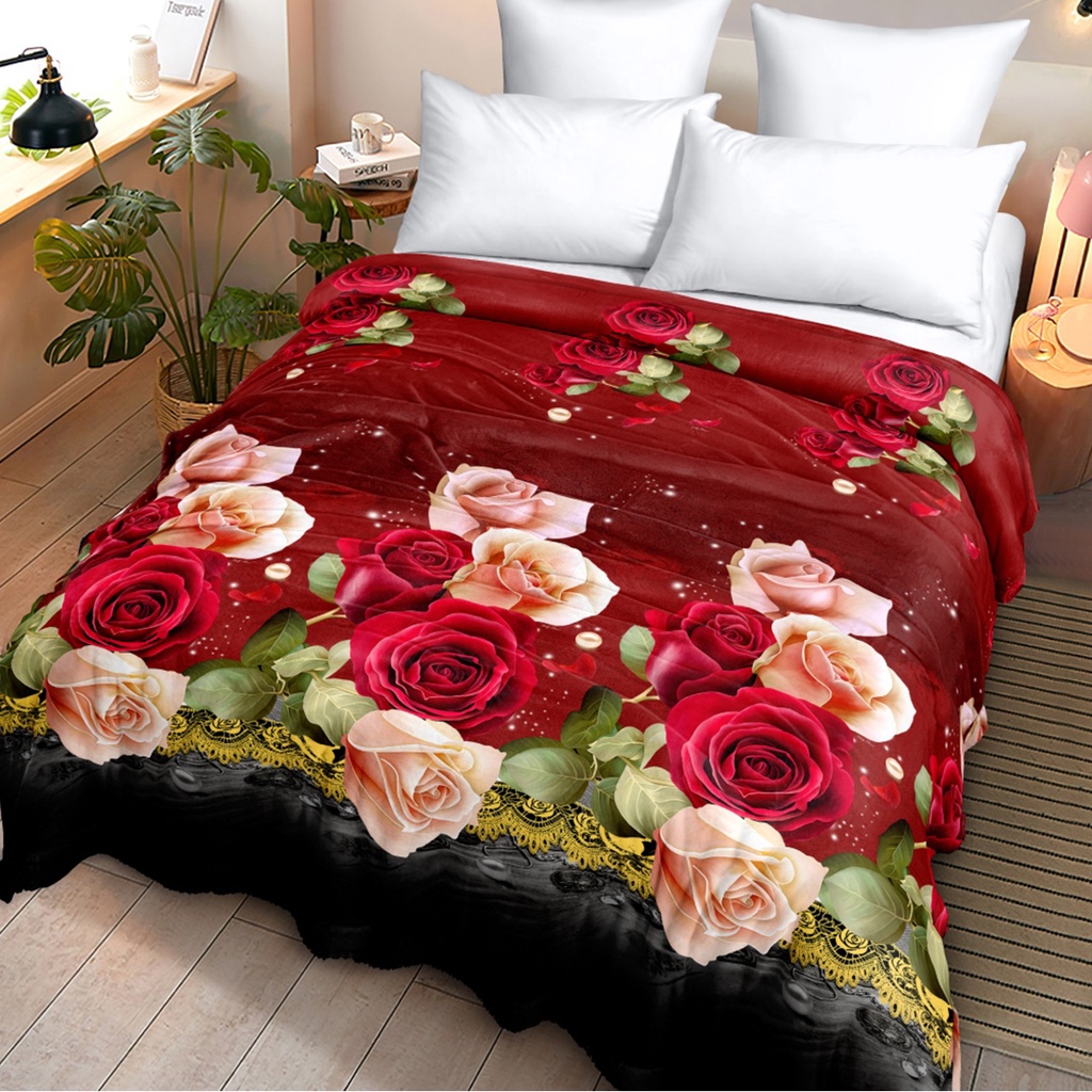 Selimut LADY ROSE Bulu Halus Murah / Blanket Anti Luntur Motif Sandra 160x200