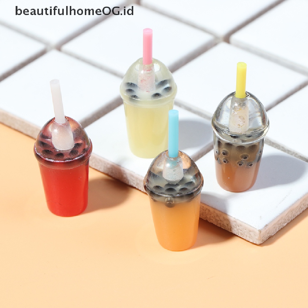 5pcs / Set Mainan Miniatur Gelas Pearl Milk Tea Skala 1: 12 Untuk Dekorasi Rumah Boneka