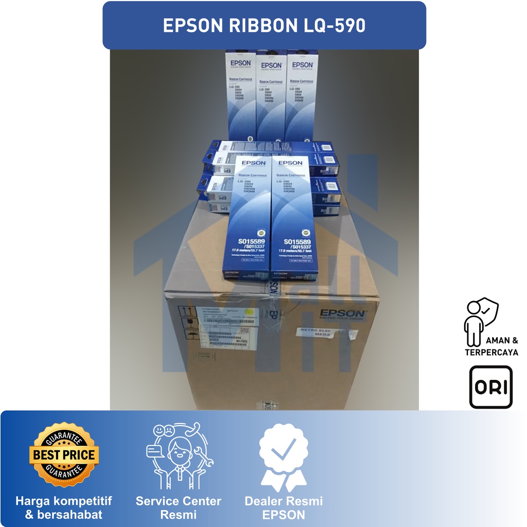 (BISA COD) RIBBON CATRIDGE EPSON ASLI ORIGINAL UTK LQ590 LQ-590 SO15589 S015337