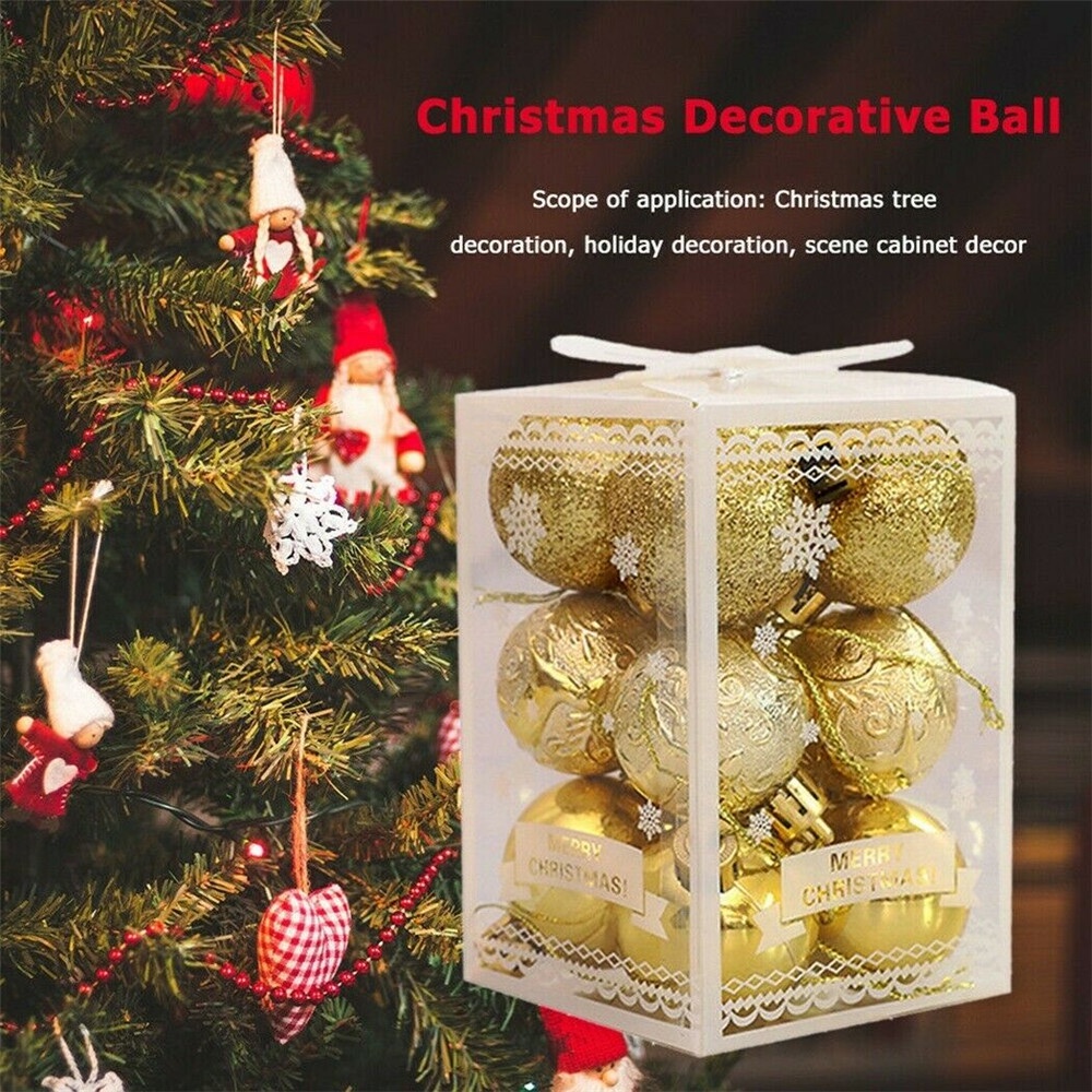 12 Pcs Ornamen Bola Pohon Natal Ukuran 4cm Untuk Dekorasi Pesta Pernikahan