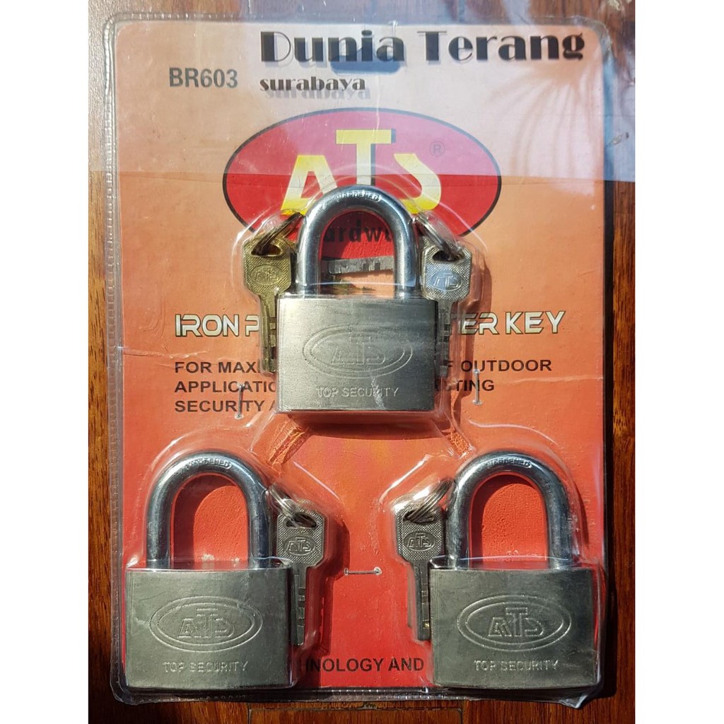 Gembok Putih Master Key ATS uk 60mm isi 3pcs / Iron Padlock 60 mm set 3 pc BR603 Pagar Rumah Toko