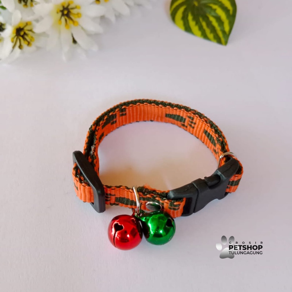 Kalung Kucing Motif Jejak Kaki Lonceng Kucing Anjing 2 Lonceng