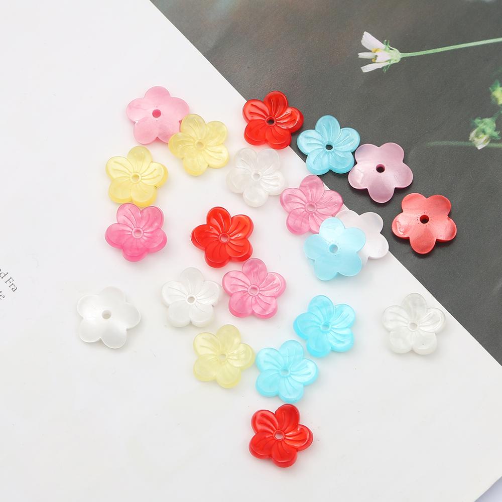 10 pcs/lot 15mm Imitasi Shell Plastik Lima Kelopak Bunga Bentuk Spacer Beads Untuk DIY Membuat Perhiasan Jepit Rambut Aksesoris Gelang