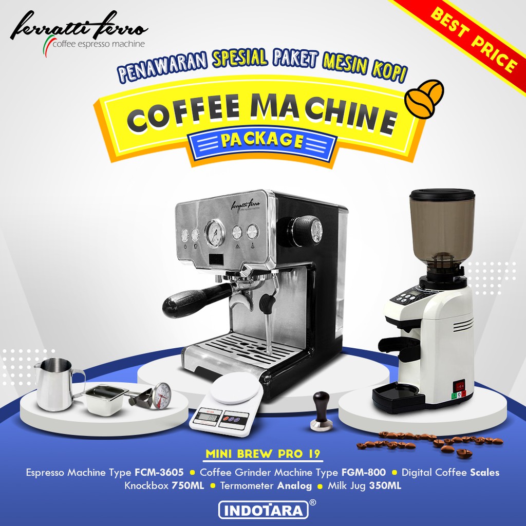 Paket mesin kopi Espresso Mini Brew Pro 19 - 20 - 21