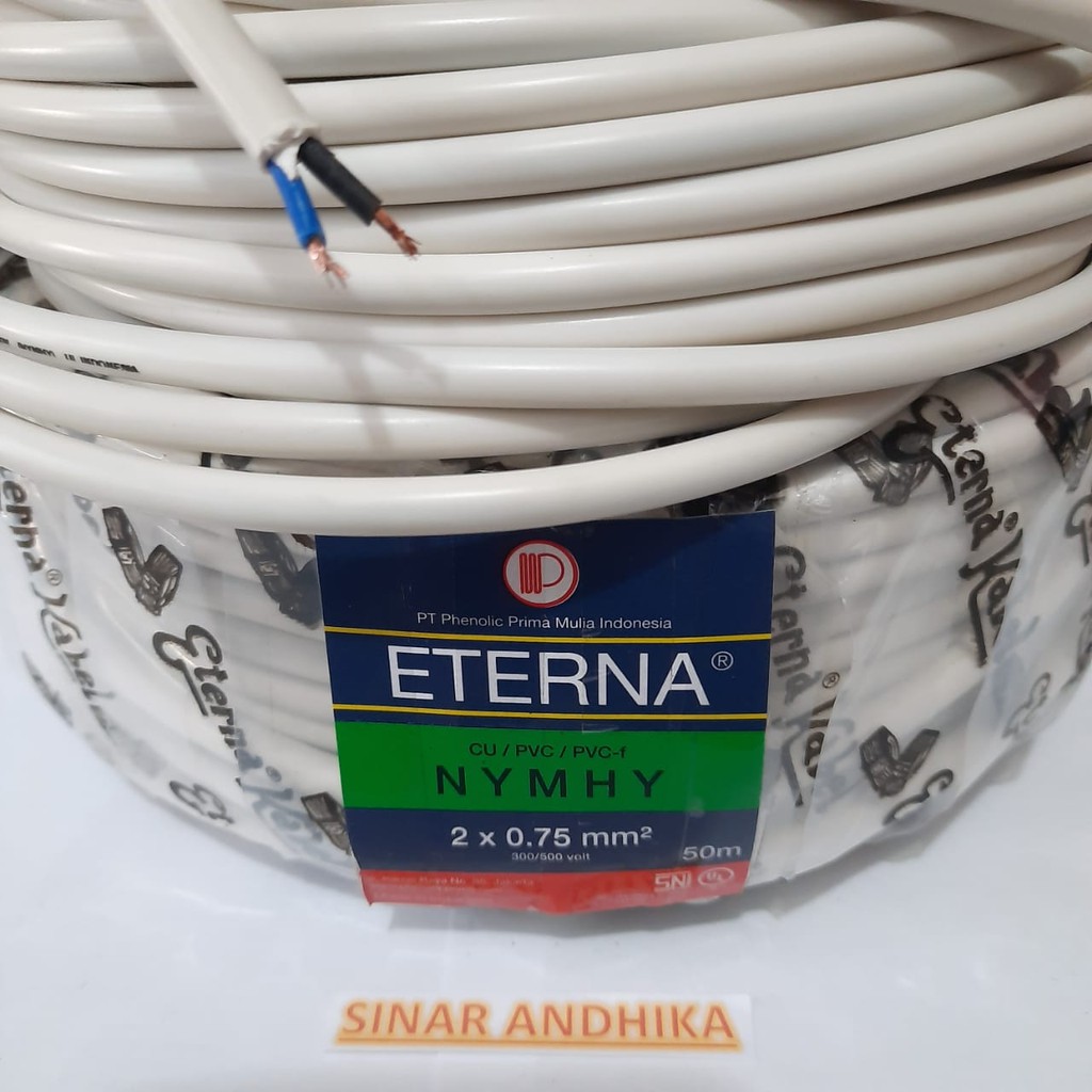 KABEL ETERNA NYMHY 2 X 0,75 MM 1 ROLL SERABUT TEMBAGA ISI 2