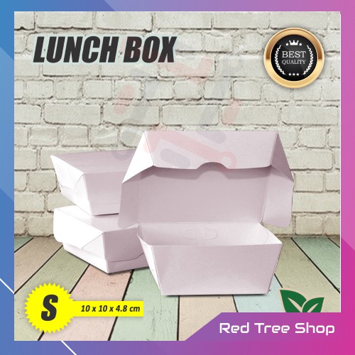 Lunch Box | Kemasan Kotak Makan Kertas | Putih Ukuran S Kecil | Packaging Tahan Microwave