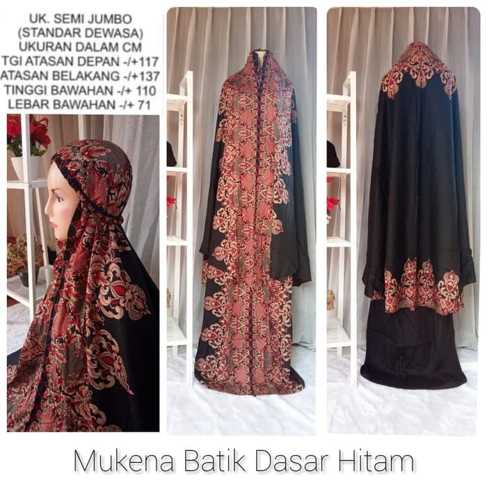 Mukena murah bali rayon motif batik hitam Limited