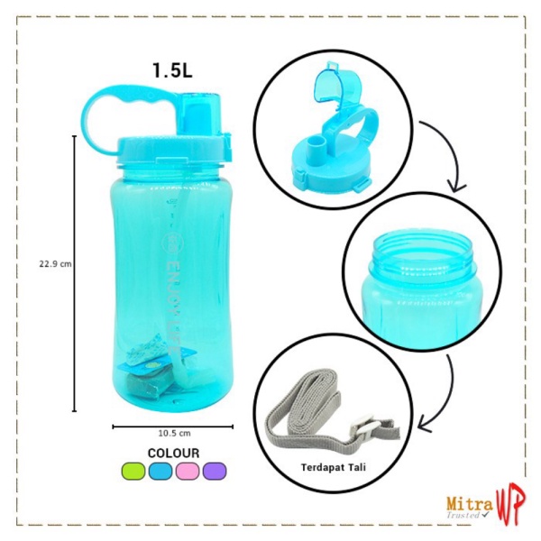 Unik Botol Minum Jumbo Besar 1.5 Liter - Botol Minum B19-1 - Biru Limited