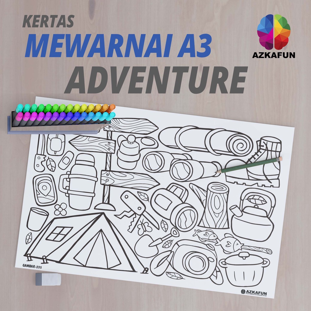 

Kertas Mewarnai A3 ADVENTURE - Mewarnai tema adventure camping