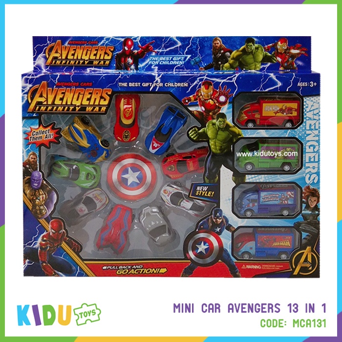 Mainan Anak Mobil Mobilan Mini Car Avengers 13 in 1 Kidu Toys