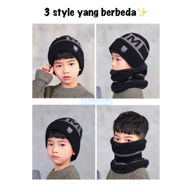 Beanie hat kids topi kupluk anak cowok cewek topi winter musim dingin