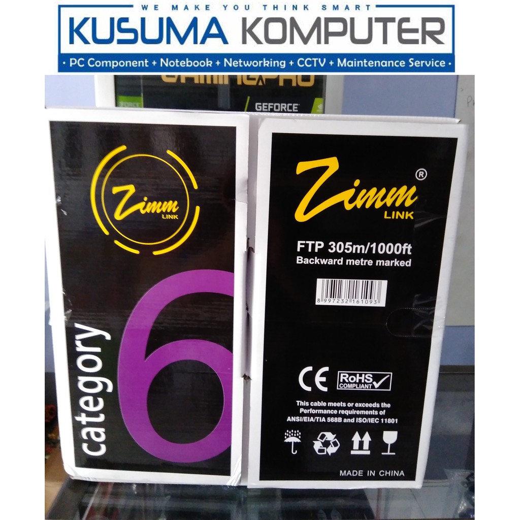 ZimmLink FTP/STP CAT6 CCA-OD 305M Outdoor Kabel Lan Jaringan