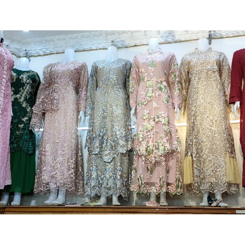 Gamis stelan Brokat mewah murah lebaran 2021