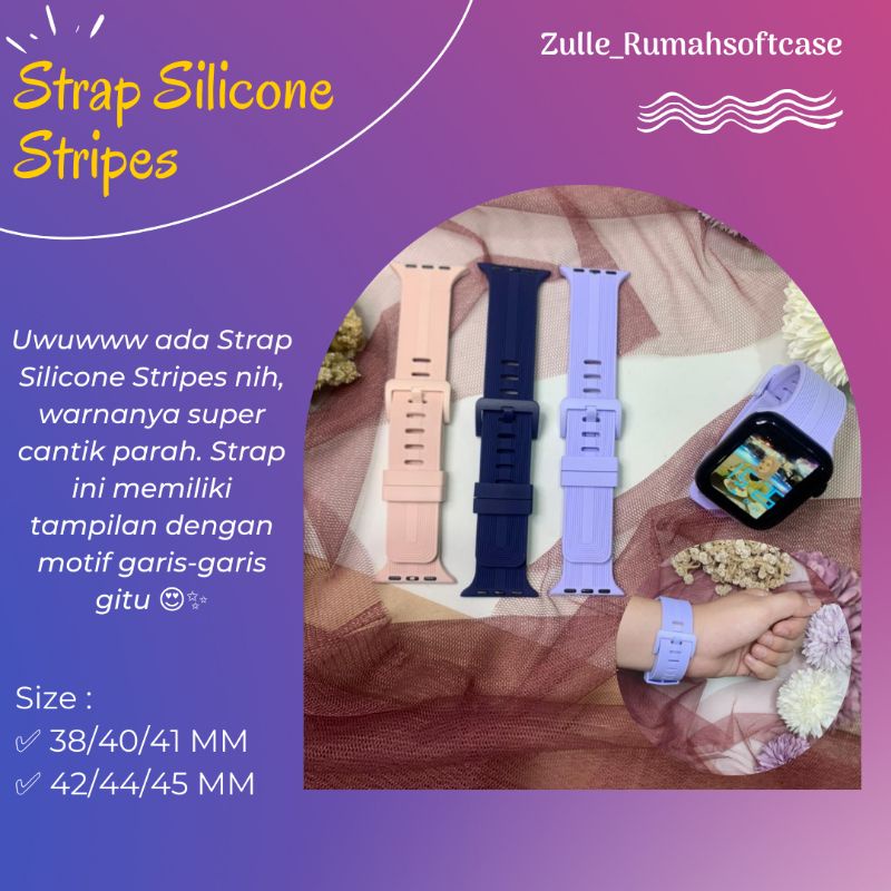 STRAP SILICONE STRIPES IWATCH IWO SMARTWATCH JAM TANGAN